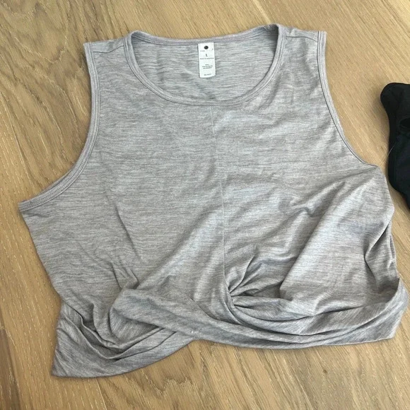 Yogalicious Workout Tank Top Two Pack Black Purple Gym Top Front Twist Athletic - Picture 2 of 7